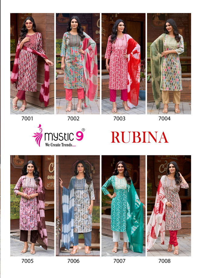 Rubina Vol 7 By Mystic 9 Rayon Kurti With Bottom Dupatta Suppliers In India